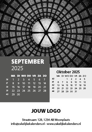 A6 Bureaukalender Black & White 2025