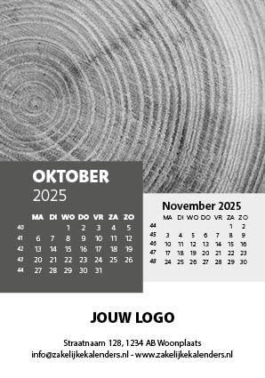 A6 Bureaukalender Black & White 2025