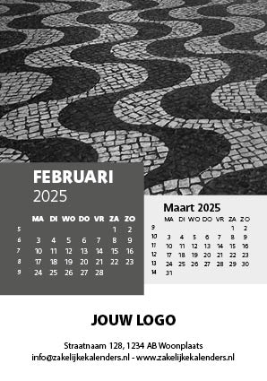 A6 Bureaukalender Black & White 2025