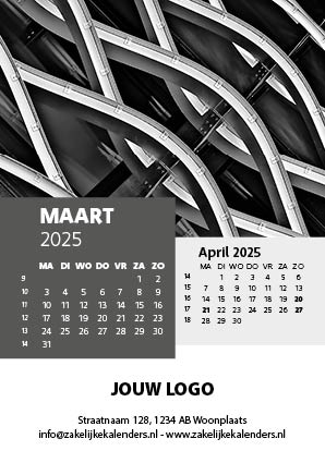 A6 Bureaukalender Black & White 2025