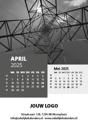 A6 Bureaukalender Black & White 2025