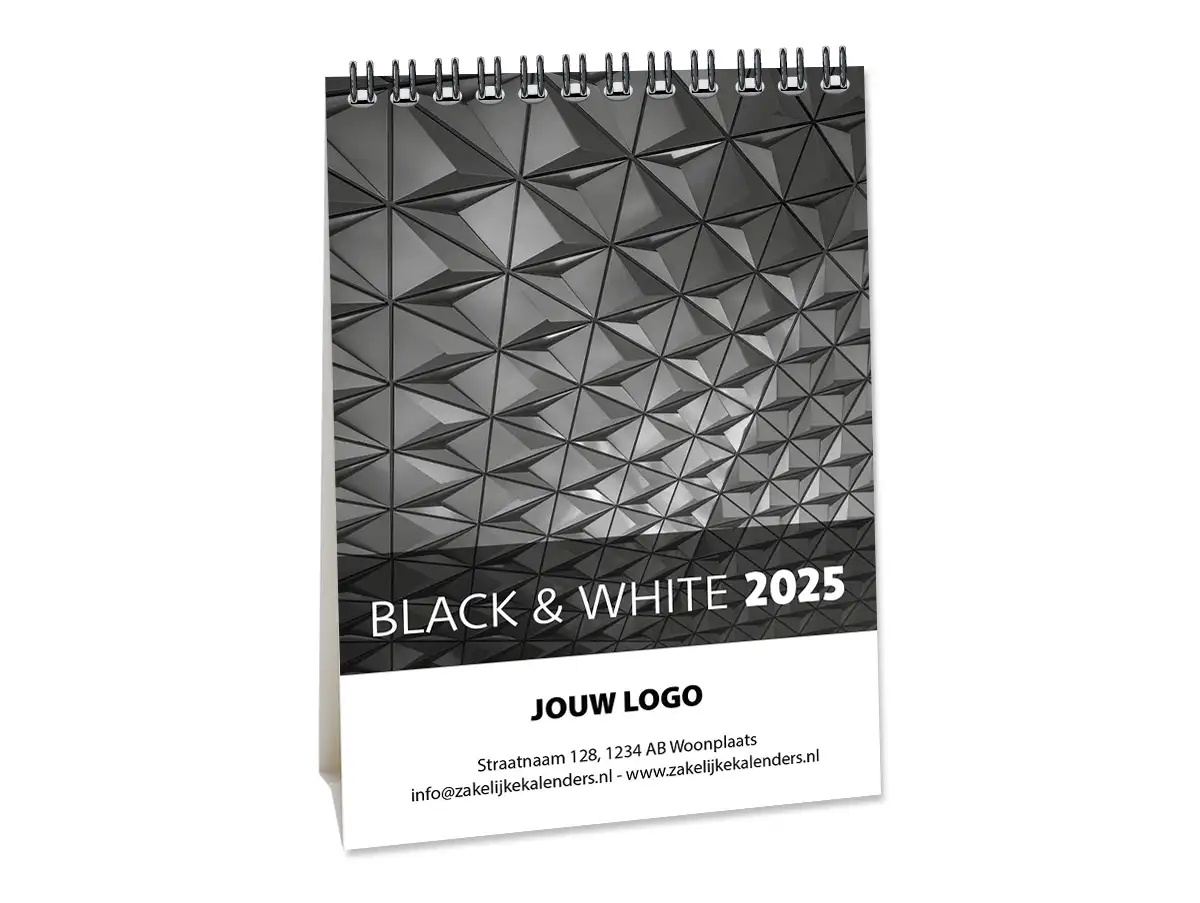 A6 Bureaukalender Black & White 2025