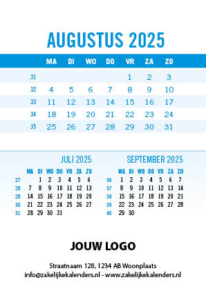 A6 Bureaukalender Data 2025