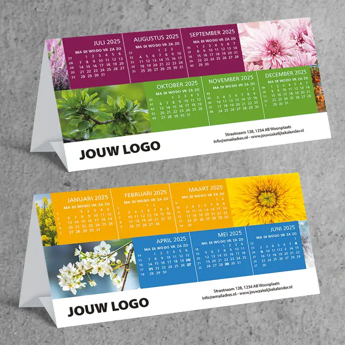 Bureaukalender driehoek 2025 Bonte bloemen